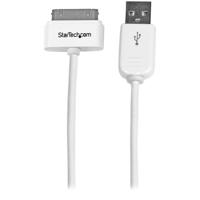 StarTech.com 1m USB iPhone/iPad en iPod oplaadkabel, USB op Apple 30 pin dock connector/stekker datakabel, wit - thumbnail