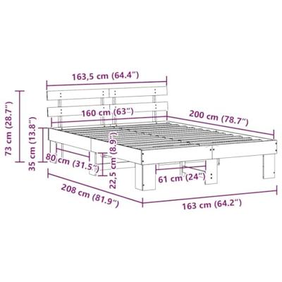 Bedframe met hoofdeinde Bruin 160 x 200 cm Massief grenenhout Bedframe met hoofdeinde Bruin 160 x 200 cm Massief grenenhout