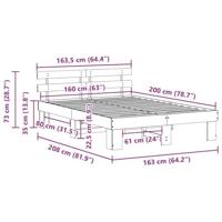 Bedframe met hoofdeinde Bruin 160 x 200 cm Massief grenenhout - thumbnail