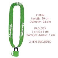 MASTER LOCK Fietsslotketting met sleutelhangslot - Ideaal voor fietsen, elektrische fietsen, ATV's en meer - thumbnail