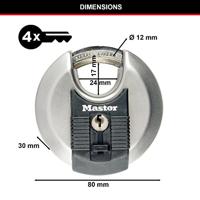 Masterlock 80mm diam. stainless steel padlock - octagonal boron-carbide shrouded - M50EURD - thumbnail