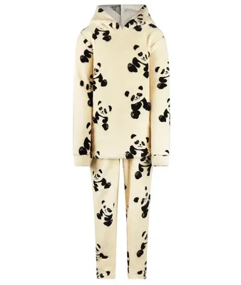 Charlie Choe fleece huispak meisjes - warme winter kinderpyjama - Panda - Off white - 128 - 128 - 128 - 128 - 128 - 128 - 128 - 128