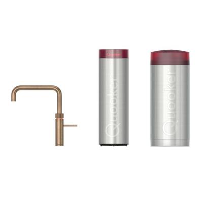 Quooker Fusion Square kokendwaterkraan - draaibare uitloop - Combi+ incl. Cube reservoir - Warm / kokend / bruisend / gefilterd water - Messing Patina (Goud) 22+FSPTN-CUBE
