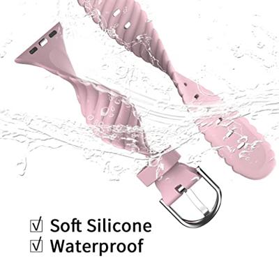 By Qubix - Siliconen 'Twist' bandje - Roze - Compatible met Apple Watch 38mm / 40mm / 41mm / 42mm - Compatible Apple watch bandjes