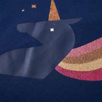 Kindershirt met lange mouwen eenhoorn 128 marineblauw - thumbnail