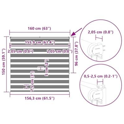 VidaXL Zebra rolgordijn 160x150 cm stofbreedte 155,9 cm lichtgrijs VidaXL Zebra rolgordijn 160x150 cm stofbreedte 155,9 cm lichtgrijs