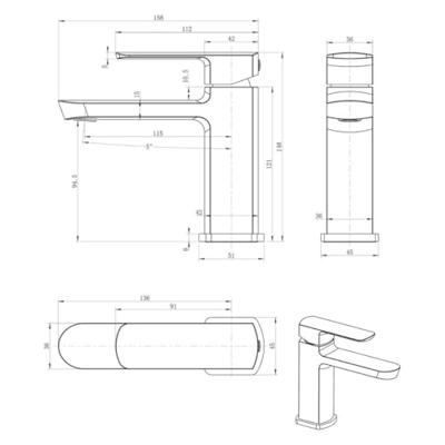 Wastafelmengkraan Sapho Mixona 1-hendel Recht 14.6 cm Chroom