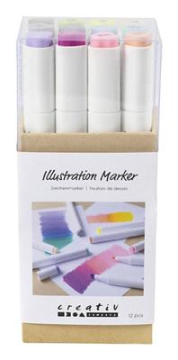 Creativ Company Tekenstift lijndikte 1+8mm pastelkleuren - 12st.
