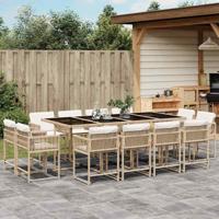 13-delige Tuinset met kussens poly rattan beige - thumbnail