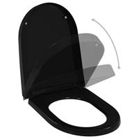 VidaXL Toiletbril soft-close met quick-release ontwerp zwart - thumbnail