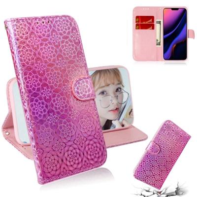 Voor iPhone 11 effen kleur kleurrijke magnetische Buckle horizontale Flip PU lederen draagtas met houder & kaartsleuven & portemonnee & Lanyard (roze)