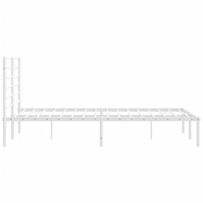 Bedframe met hoofdbord metaal wit 135x190 cm