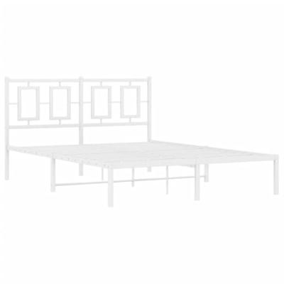 Bedframe met hoofdbord metaal wit 135x190 cm Bedframe met hoofdbord metaal wit 135x190 cm