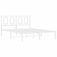 Bedframe met hoofdbord metaal wit 135x190 cm - thumbnail