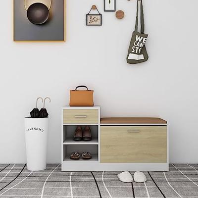 VidaXL Schoenenbank 94,5x31x57 cm bewerkt hout wit sonoma eikenkleurig