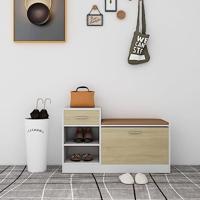 VidaXL Schoenenbank 94,5x31x57 cm bewerkt hout wit sonoma eikenkleurig - thumbnail