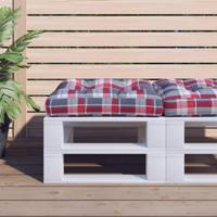VidaXL Palletkussen 58x58x10 cm ruitpatroon stof rood - thumbnail