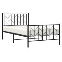 Bedframe met hoofd- en voeteneinde metaal zwart 100x200 cm - thumbnail
