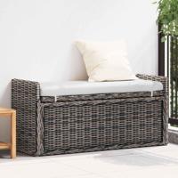 Opslagbank met kussen Zwart gewassen 110 x 40 x 50 cm Rattan - thumbnail