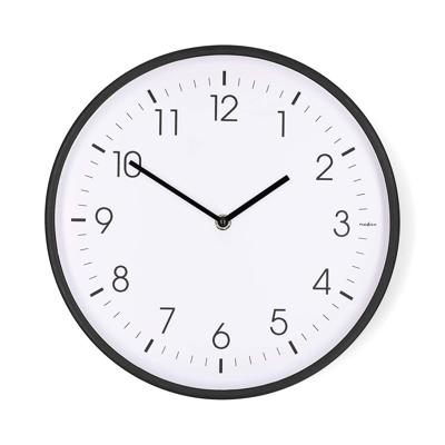 Wandklok | Diameter: 300 mm | Kunststof | Stille beweging | Zwart