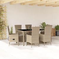 7-delige Tuinset met kussens poly rattan beige - thumbnail