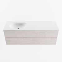 MONDIAZ VICA 140cm badmeubel onderkast Underlayment 2 lades. Wastafel MOON links zonder kraangat, kleur Talc. - thumbnail