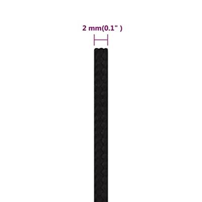 VidaXL Werktouw 2 mm 500 m polyester zwart VidaXL Werktouw 2 mm 500 m polyester zwart