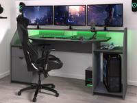 Bureau GAMER 180 cm donkergrijs/zwart - thumbnail