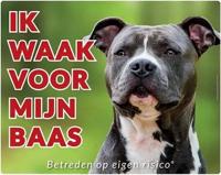 American Staffordshire Terrier Waakbord - Ik waak voor mijn Baas - thumbnail