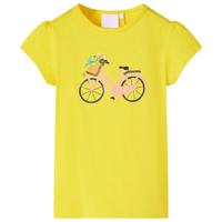 Kindershirt fiets 116 geel - thumbnail