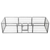 Hondenren met 8 panelen 80x60 cm staal zwart - thumbnail