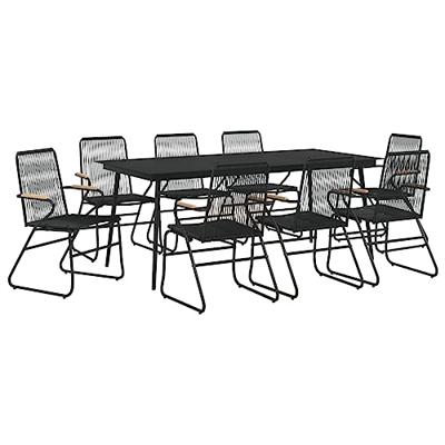 9-delige Tuinset PVC-rattan zwart