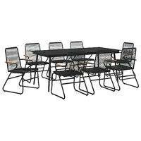 9-delige Tuinset PVC-rattan zwart - thumbnail