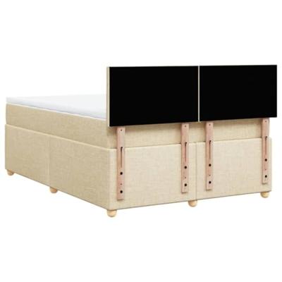 Boxspring met matras stof crèmekleurig 140x190 cm - thumbnail