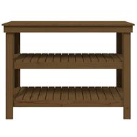 VidaXL Werkbank 110,5x50x80 cm massief grenenhout honingbruin - thumbnail