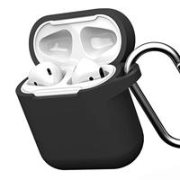 Airpods hoes van GEAR4 Apollo, beschermhoes van lichtgewicht siliconen Airpods 1 en 2 hoes met aangebrachte clip - zwart - thumbnail