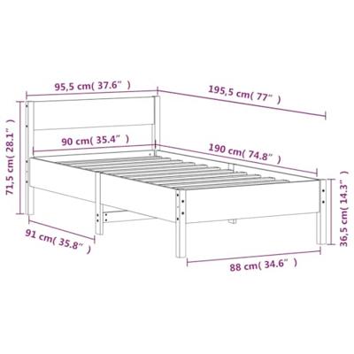 Bedframe zonder matras massief grenenhout wasbruin 90x190 cm Bedframe zonder matras massief grenenhout wasbruin 90x190 cm