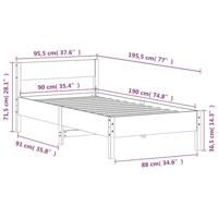 Bedframe met hoofdbord massief grenenhout wasbruin 90x190 cm - thumbnail