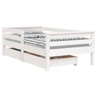 Kinderbedframe met lades 70x140 cm massief grenenhout wit - thumbnail