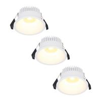 Set van 3 Finn LED inbouwspots - 10 Watt 900lm - 2700K warm wit - Dimbaar - Rond - Verzonken - IP44 waterdicht - Wit - Voor binnen, buiten en badkamer - thumbnail