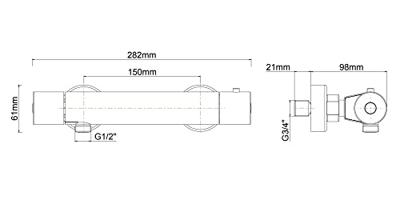 Douchekraan Xellanz Eco Cool Touch | Opbouw | Thermostaatkraan | 1-weg | hoh 15 cm | 2-knops | Rond | Zwart - thumbnail