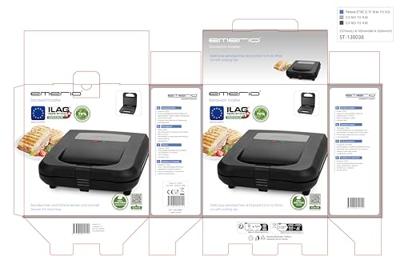 EMERIO ST-130038 Tosti-apparaat Anti-aanbaklaag, BPA-vrij Zwart