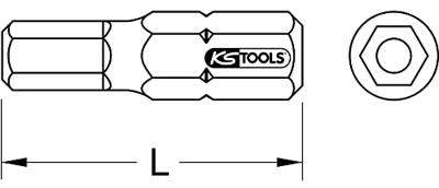 KS Tools 911.2968 Inbus-bit Speciaal staal Vernikkeld C 6.3 5 stuk(s)