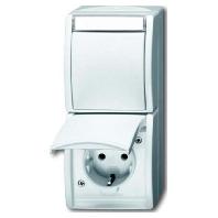 Busch-Jaeger Ocean combinatie wandcontactdoos met randaarde aanraakbeveiliging, alpinwit - thumbnail