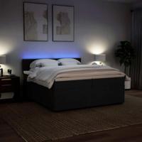 Boxspring met matras stof zwart 200x200 cm - thumbnail
