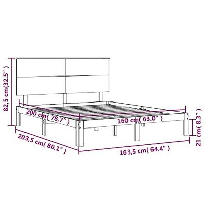 Bedframe zonder matras massief grenenhout 160x200 cm