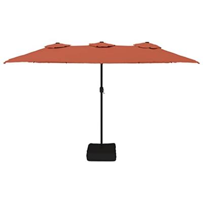 VidaXL Parasol dubbel dak met led 449x265 cm terracottakleurig