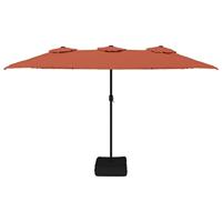 Parasol dubbel dak met LED 449x245 cm terracottakleurig - thumbnail