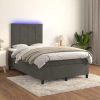 Boxspring met matras en LED fluweel donkergrijs 120x200 cm - thumbnail
