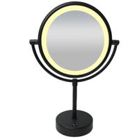 Scheerspiegel Wiesbaden Met LED Verlichting Ø20cm Staand 5x Vergrotend Mat Zwart - thumbnail